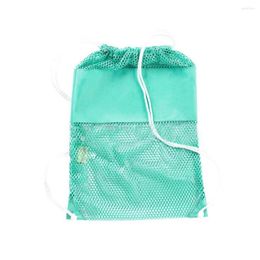 Storage Bags Drawstring Pocket Solid Color Beach Mesh Bag Good Ventilation Design Portable Backpack Daily Use
