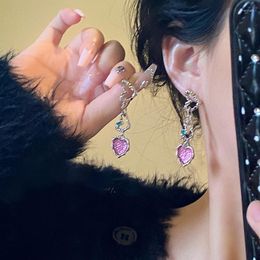 Dangle Earrings U-Magical Sweet Cute Hollow Out Love Heart Long Tassel Earings For Women Fashion CZ Zirconia Metal Jewellery