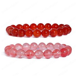 Beaded 2Pcs/Lot Handmade Charm Men Weaving Bracelet Ethnic 10Mm Red Stone Beads Bracelets For Women Yoga Friendship Drop Delivery Jew Dhken