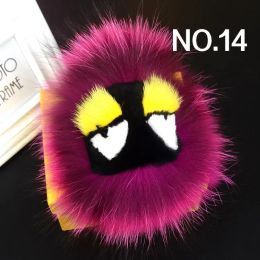 Fashion luxury designer cute lovely hand made animal cartoon fur keychains little moster ball handbag backpack charm car key chain lanyards key ring