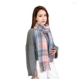 Chains LS2023 Winter Cotton Warmth Scarf Double-layer Double-sided Checked Air Conditioning Shawl