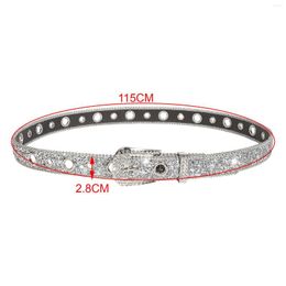 Belts Rhinestone Belt Metal Prong Buckle Western Cowgirl Costume Accessories Waist For Trousers Pants Jeans Formal Dress Skirt