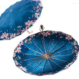 Umbrellas Umbrella Anti UV Sun Folding Rain Women Parasol Japan Style Titanium Rose Gold 16K Windproof Female Travel