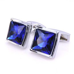 Cuff Links C-MAN Luxury Blue Crystal Shirt Men's Brand Cufflinks High Quality Silver Abotoaduras Jewellery G220525