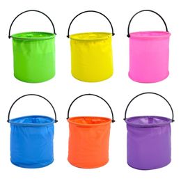 Beach Sand Play Bucket Toy Folding Collapsible Bucket Gardening Tool Outdoor Sand Pool Play Tool Toy Kids Summer Favour 6 Colours