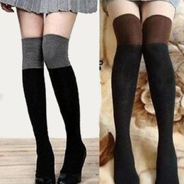 Women Socks Knitted Colour Matching Korean Knee Spot Pads Long Tube Pile Fashion Cotton