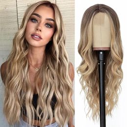 HD Body Wave Highlight Lace Front Human Hair Wigs For Women Lace Frontal Wig Pre Plucked Honey Blonde Colored Synthetic Wigs Hair fast send