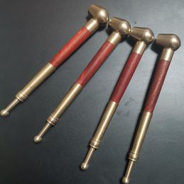 Latest Copper Alloy Metal Tobacco Pipe Red Wood 14cm length Oil Rigs Smoking Accessories Tools Hand Cigarette Pipes