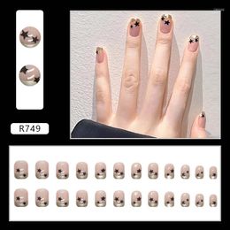 False Nails 24Pcs/Set Short Press On Reusable Removable Wearing With Glue Designs Wearable Full Cover Stick-on Nail Art DIY Tip