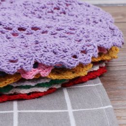 Table Mats 41XB 20cm Colorful Cup Coasters Vintage Cotton Handmade Crochet Flower Lace Doily