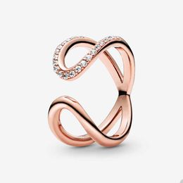 Wrapped Open Infinity Stacking Ring for Pandora 18K Rose Gold Party Rings designer Jewellery For Women Girls Sisters Gift Crystal diamond ring with Original Box