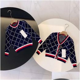 Cardigan Kids Sweater Winter Warm Boy Girls Knitted Sweatshirts Baby Hoodies Fashion Letter Hooded Sweaters 2 Styles Size 90150 Drop Dhdxy