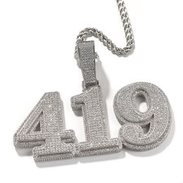 Iced Out Pendant Custom Name Necklace for Men Prong Setting Two Layers White Gold Plated Hip Hop Jewelry