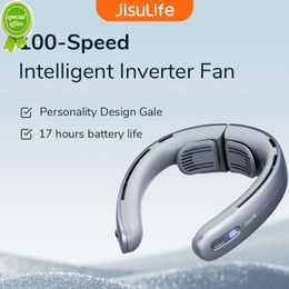 New JISULIFE Portable Neck Fan100 Speed Wind5000mah Battery17 hour Work TimeMini Electric Neck Fan Usb Rechargeable Neckband Fan