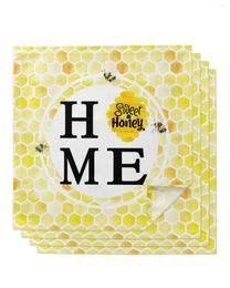 Table Napkin 4pcs Honeybee Hive Honey Watercolour Square 50cm Party Wedding Decoration Cloth Kitchen Dinner Serving Napkins