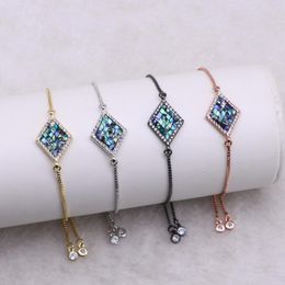Charm Bracelets Wholesale Jewellery Bracelet Micro Pave Square Charms Mix Colour Metal Chain Fashion Gift For Lady 3566
