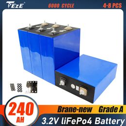 4-8pcs 3.2V 240Ah Lifepo4 Battery Brand New Lithium Iron Phosphate Cell DIY 12V 24V Solar Storage Golf Cart RV Boat EU Tax Free