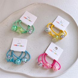 3 Pcs Summer New Fashion Children's Cute Cartoon Beads Rubber Band Sweet Girl Transparent Pentagram Hair Rope Hair Accessories