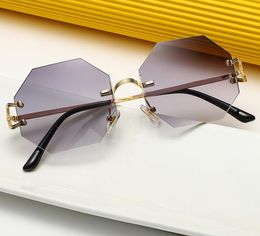 Fashion octagon cut edge style sunglasses superclear men's women's sunglass driving glasses small lens rimless outdoor decoration shades eyewear