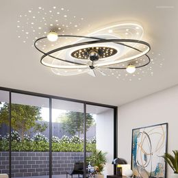 Chandeliers Led Ceiling Chandelier With Fan Star Projection Romantic Lights For Dining Table Living Room Bedroom Lamp Home Interior Lighting