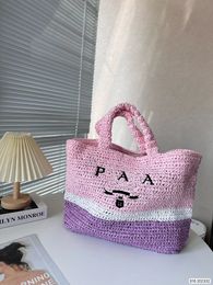 Klasik tasarımcı tote lüks çanta markaları yüksek kapasiteli mektuplar rafya saman çanta tote moda kağıt dokuma crossbody kadın omuz çantaları yaz plaj çanta