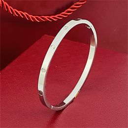 4Cz A Gold Classic Bangle Bracelet Couple Jewellery Indian Custom Designer Bracelets For Women Mens Trendy 4Mm 6Mm Titanium Plated Sier Rose W