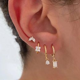 Hoop Earrings Luxury Crystal Zirconia Flower For Women Huggies Pendant Cartilage Piercing Jewelry EH816