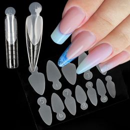 False Nails 12pcs/Sheet Silicone Pad For Dual Forms French Nail Guide Stickers Manicure Gel Polish Quick Building Mold Extension