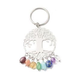 Keychains Lanyards Colorf Gem Keychain Pendant Natural Crystal Stone Keyring Fashion Accessories Key Chains Drop Delivery Dhush