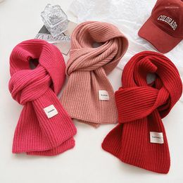 Scarves JulyPalette Christmas Red Scarf Korean Women Autumn Winter Solid Knitted Female Long Warm Neckerchief Wrap Bandana