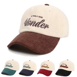 Ball Caps Corduroy Colorblock Embroidery Baseball Cap For Female Kpop Women's Winter Hat Cotton Men's Sun 230525