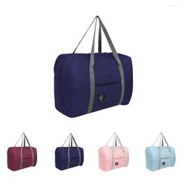 Storage Bags Foldable Travel Bag Portable Nylon Tote Luggage Case Suitcase Clothes Organizer Dark Blue