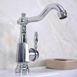 Kitchen Faucets Polished Chrome Brass Single Handle/Hole Swivel Spout Bathroom Sink Mixer Faucet Tap 2nf926