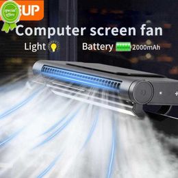 New Computer screen fan portable air conditioner adjustable atomization air cooler rechargeable fan night light silent cool fog fan