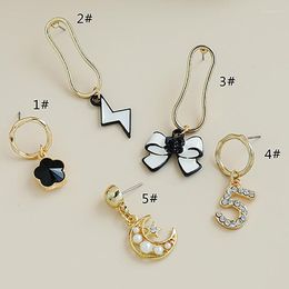 Necklace Earrings Set ZHINI Personality Combination 5piece/set Earring For Women Fashon Black White Butterfly Dangle Brincos