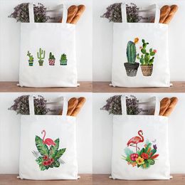 Storage Bags Tropical Plants Print Shopping Bag Graphic Totes Harajuku Shopper Handbag Women Canvas Shoulder Female Funny Large-capacityStor