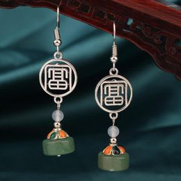 Dangle Earrings Vintage Chinese Style Ethnic Ancient Cloisonne Drop Long Nature Stones For Women 2023 Jewellery