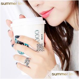 Wedding Rings Vintage Design Sier Unique Hollow Ring For Women Men Gracef Allergy Couples Retro Wholesale Jewellery Gifts Drop Delivery Dhkda