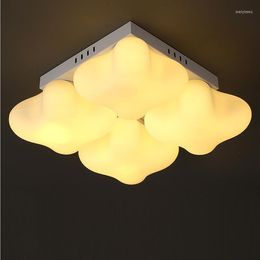 Ceiling Lights Simple Modern Four Leaf Grass Lamp Nordic Children's Room Warm Balcony Restaurant Glass Lucky