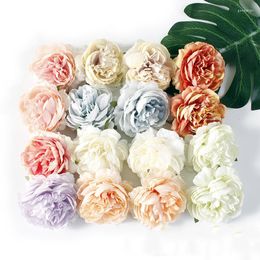 Decorative Flowers 10Pcs 8cm Peony Flower Head Silk Artificial Large For Wedding Decoration DIY Wreath Fake Wall