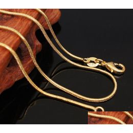 Chains 1Mm 18K Gold Plated Snake 1630 Inch Golden Smooth Lobster Clasp Necklace For Women Drop Delivery Jewelry Necklaces Pendants Dhx2F