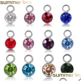 Charms Fashion Stainless Steel Birthstone Rhinestones 6Mm Charm Pendant Diy For Jewellery Making Necklace Bracelet Drop Delivery Findi Dhezl