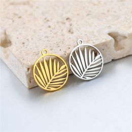 Pendant Necklaces MODAGIRL Round Palm Branch Leaves Charms 15mm DIY Gold Plated Stainless Steel Jewellery Making Supplies