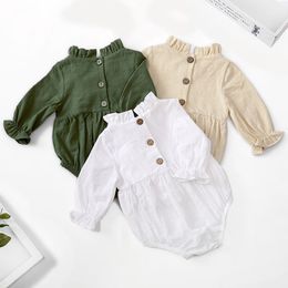 Rompers Fashion Baby Girls Romper Cotton Long Sleeve Ruffles Infant Playsuit Jumpsuits Cute born Clothes 230525