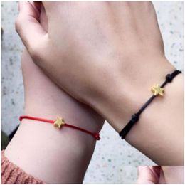 Charm Bracelets Heart Fivepointed Star Bracelet For Women Men Lucky Wax Rope Friendship Red String Couple Jewellery Drop Delivery Dhaqm