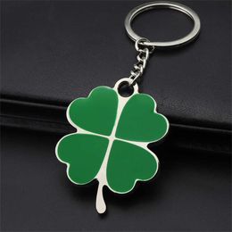 Key Rings Green four leaf clover wealth keychain creative keyring gift for friends and lovers packaging accessories G230526