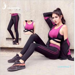 Yoga Suit Threepiece Fitness Suit for Women with Sweat Absorbing Fast Drying and Slim Running Collar