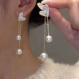 Stud Earrings Love Pearl 2023 Trendy Personality Can Be Pulled Tassel Temperament