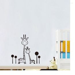 Wall Stickers Lovely Two Giraffes Children's Room Home Decoration Mural Bedroom Decal Cartoon Animal Sticker Wallpaper