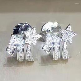 Stud Earrings 10K White Gold Women Star Moissanite Diamond Present Wedding Anniversary Engagement Party Gift